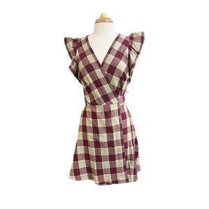 NWT Madewell Gingham Ruffled Wrap Mini Dress Size Medium